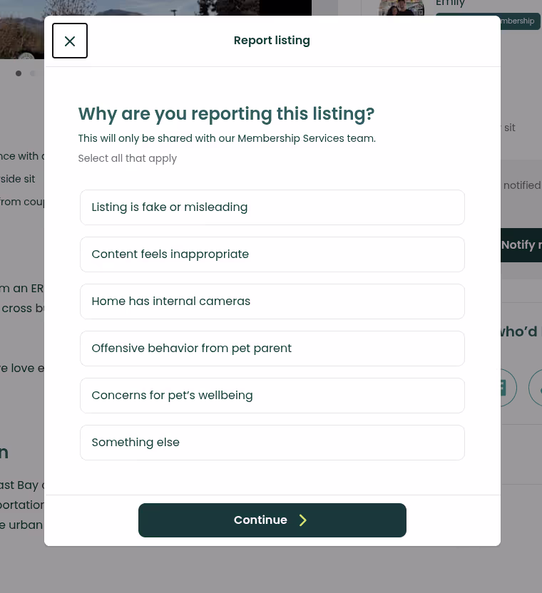 TrustedHousesitters new report feature