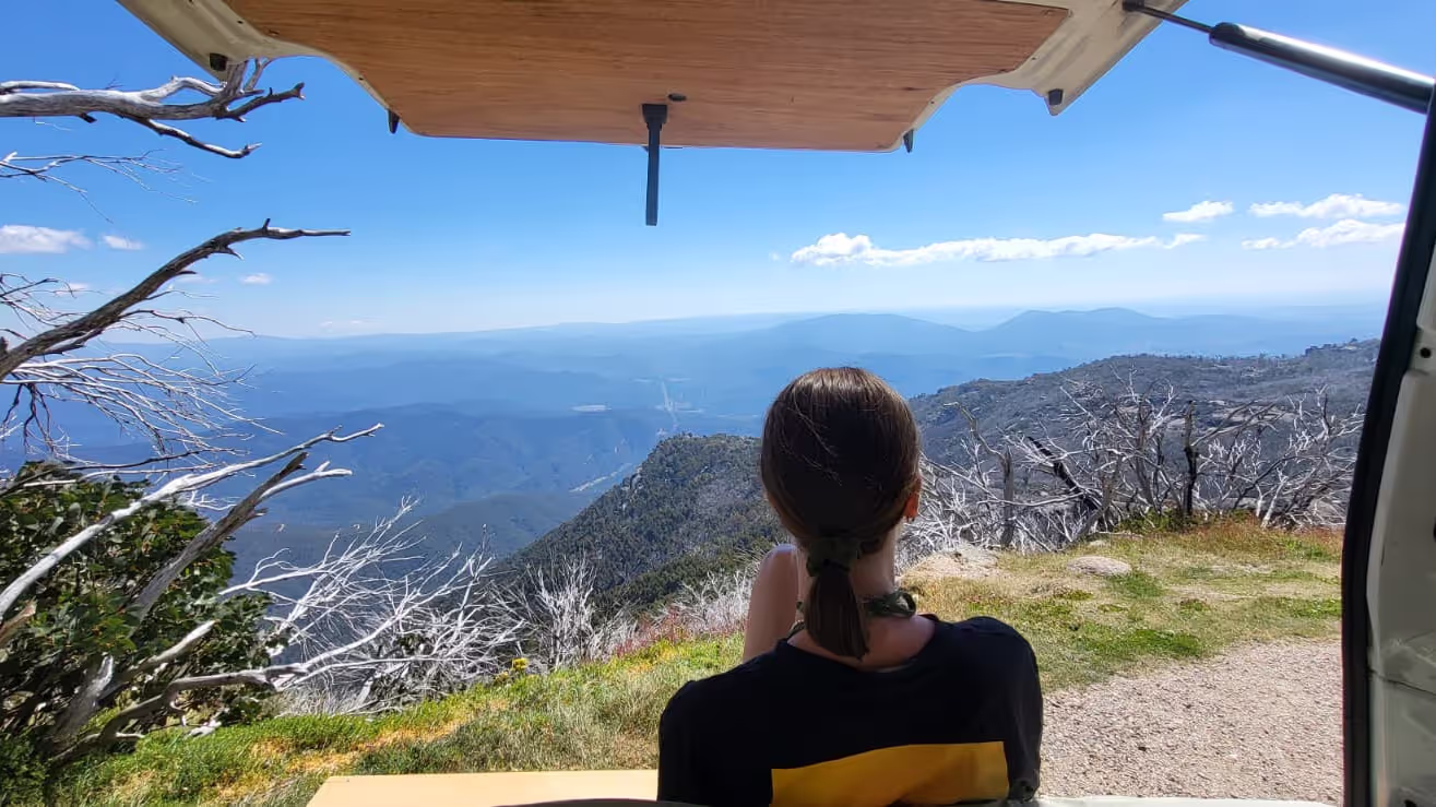 Caro looking over the mountains in Australia