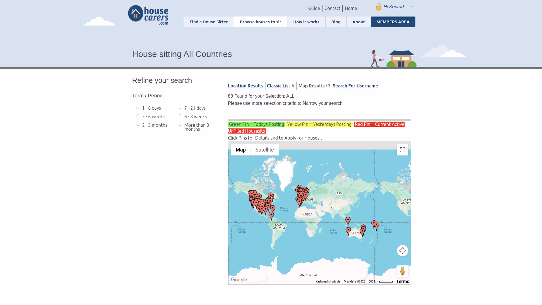 Housecarers Lisitngs Map