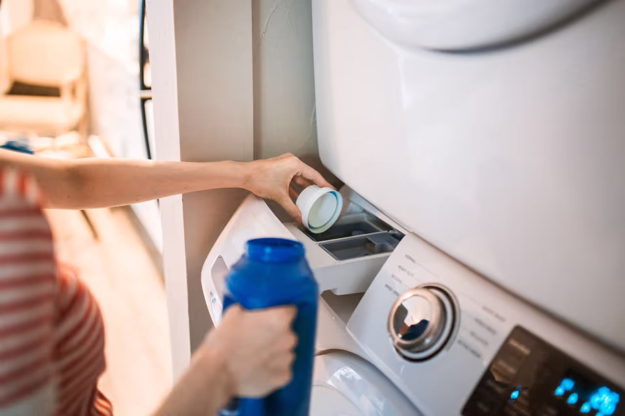 a washing machine in a home a washing machine in a home