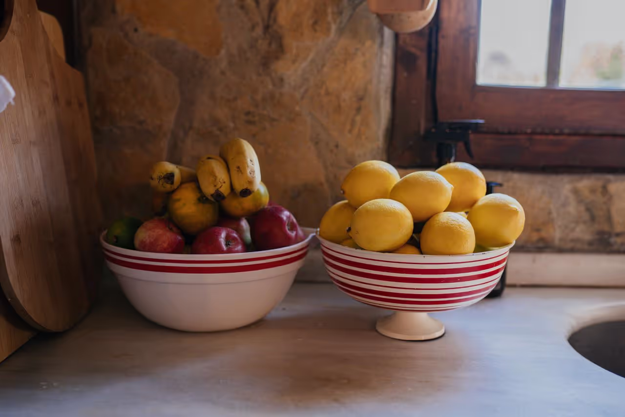 Bowls of fruit left for a house sitter Bowls of fruit left for a house sitter