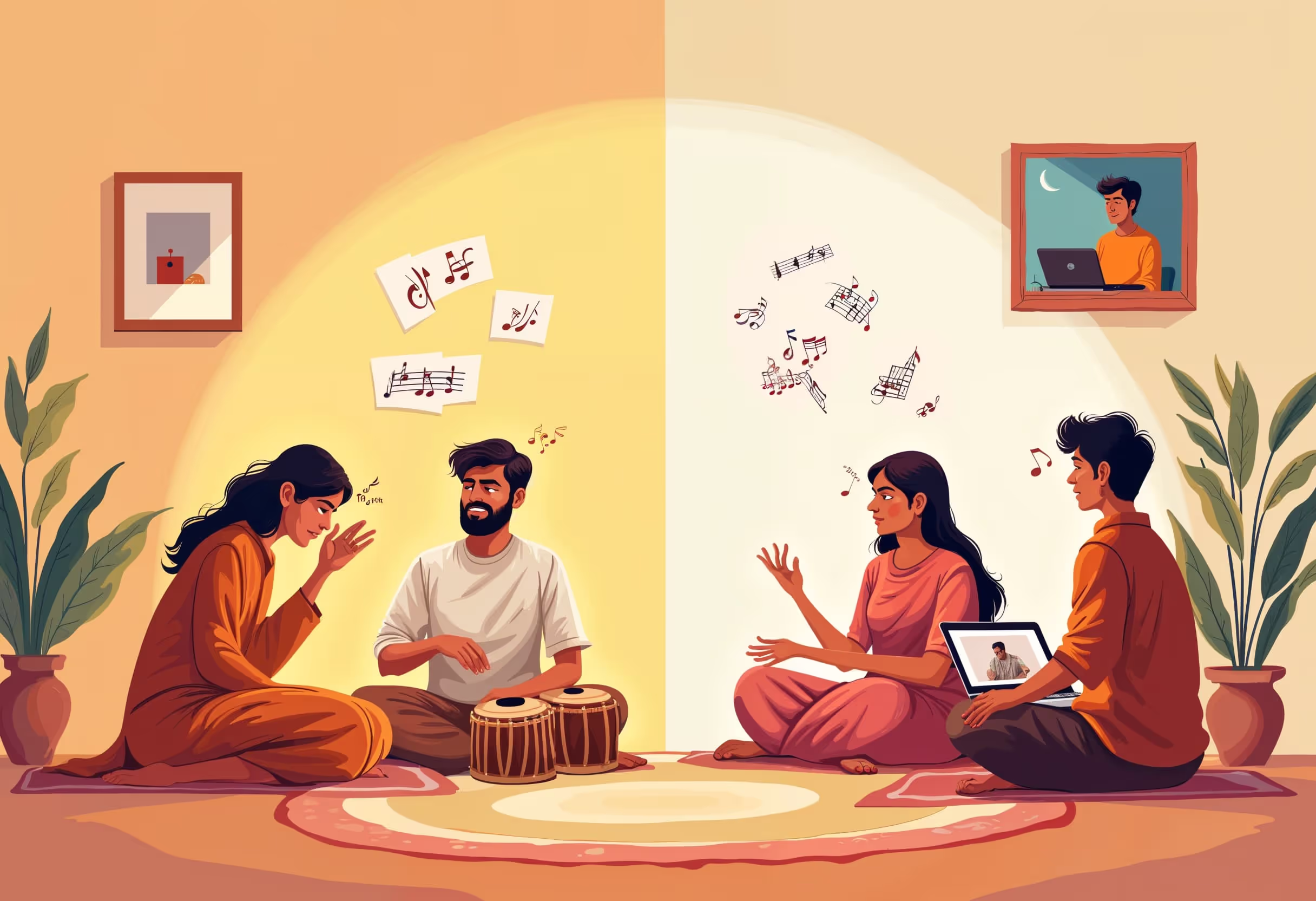 इंदिरा कला संगीत विश्वविद्यालय में हिंदुस्तानी शास्त्रीय संगीत सीख रहे छात्र