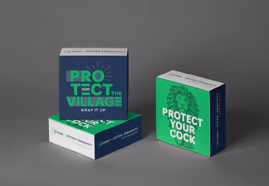 Protect the Village custom condom boxes