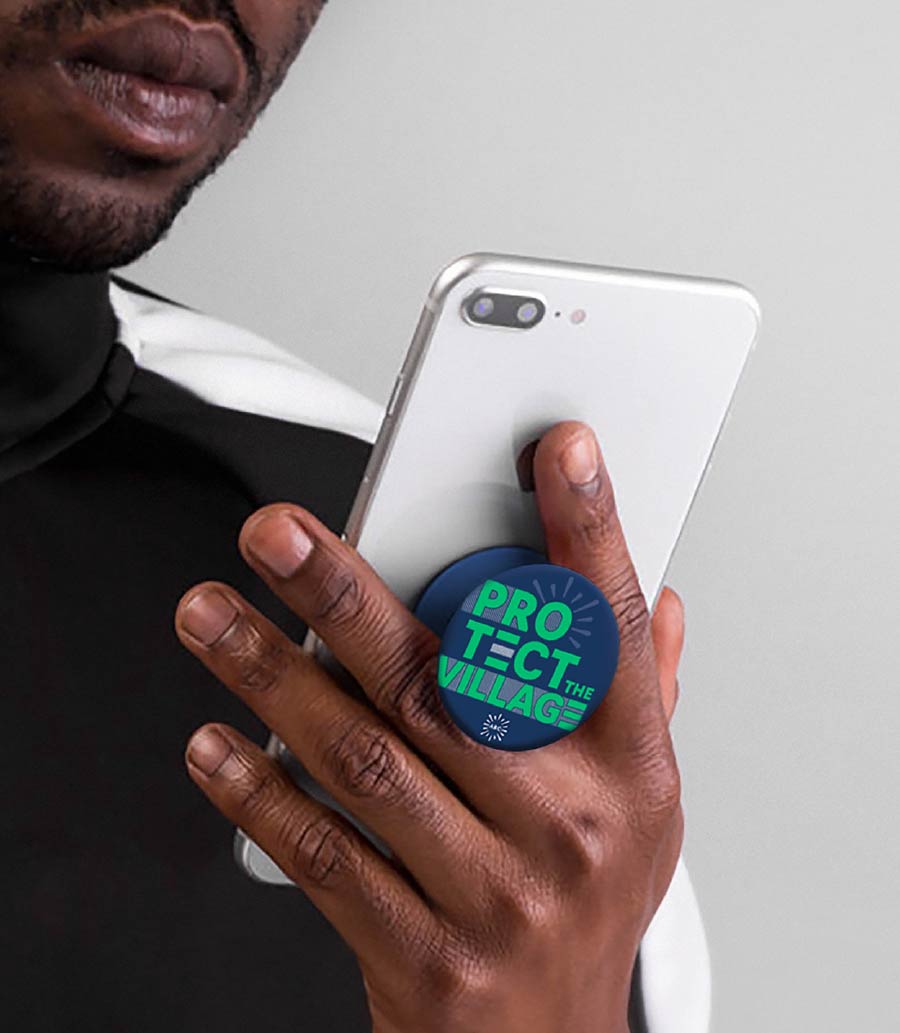 Protect the Village custom dark blue pop-socket