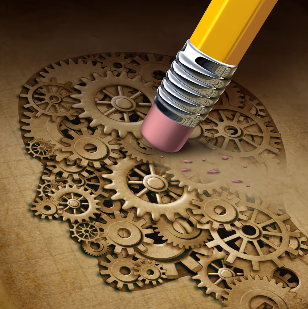 Picture showing graphically the loss of brainfunction, e.g. in dementia and parkinson's